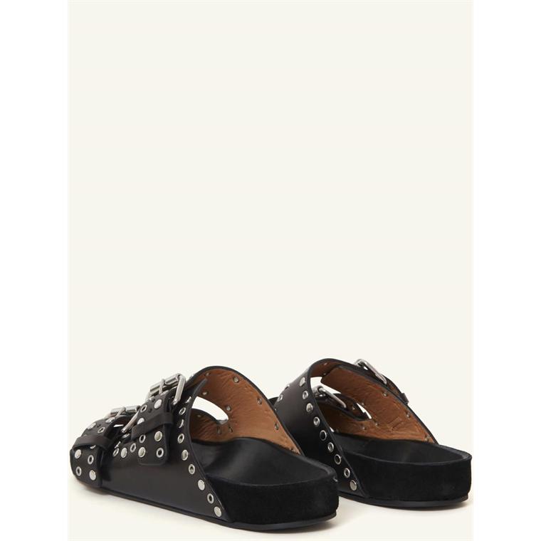 Isabel Marant Lennyo Velvet Eyelet Sandaler, Sort